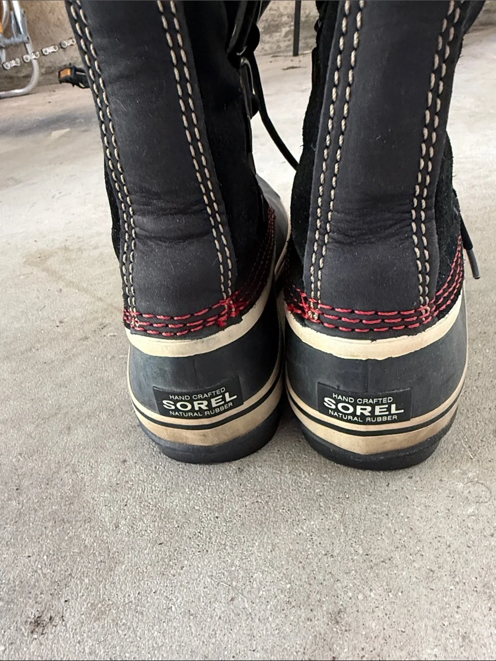 Sorel Black Faux-Fur Trim Winter Lace-Up Boots
